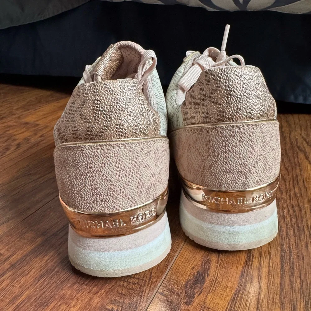 Michael Kors Women's Blush and Metallic Sneakers - Picture 3 of 6